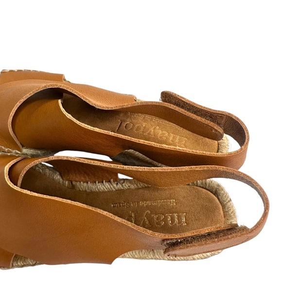 Maypol Anthropologie Leather Wedge Espadrille Criss Cross Sandals Size 37 - Picture 5 of 8